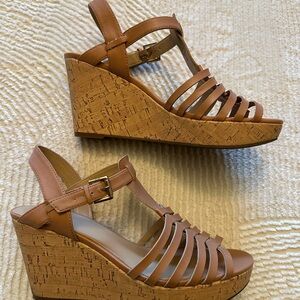 Liz Claiborne Tan Wedge Sandals